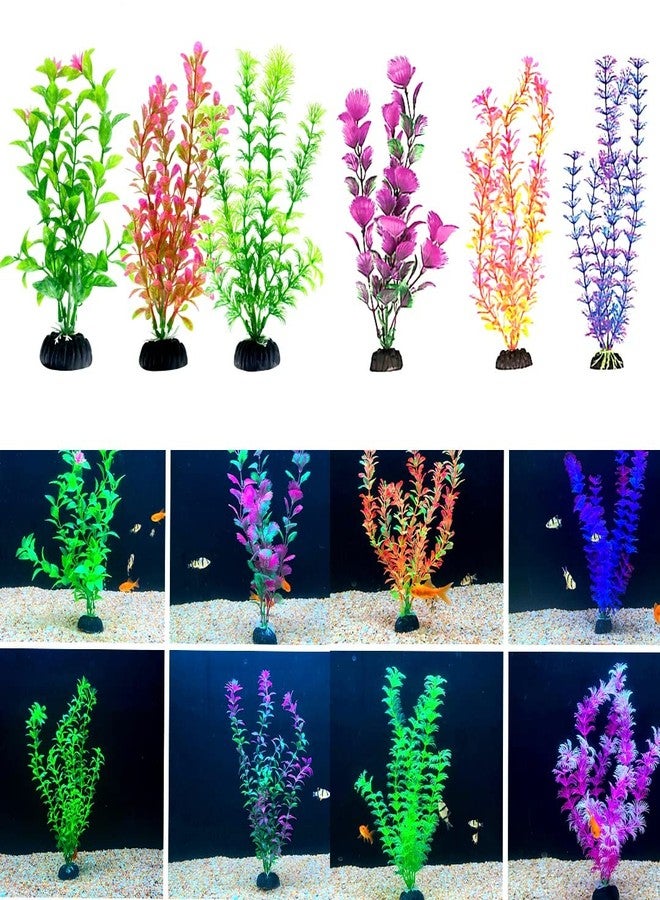 مجموعة نباتات زينة اصطناعية لأحواض السمك من VAYINATO®، 6 قطع، لون عشوائي، (9 بوصة) من Petzlifeworld - Image 2